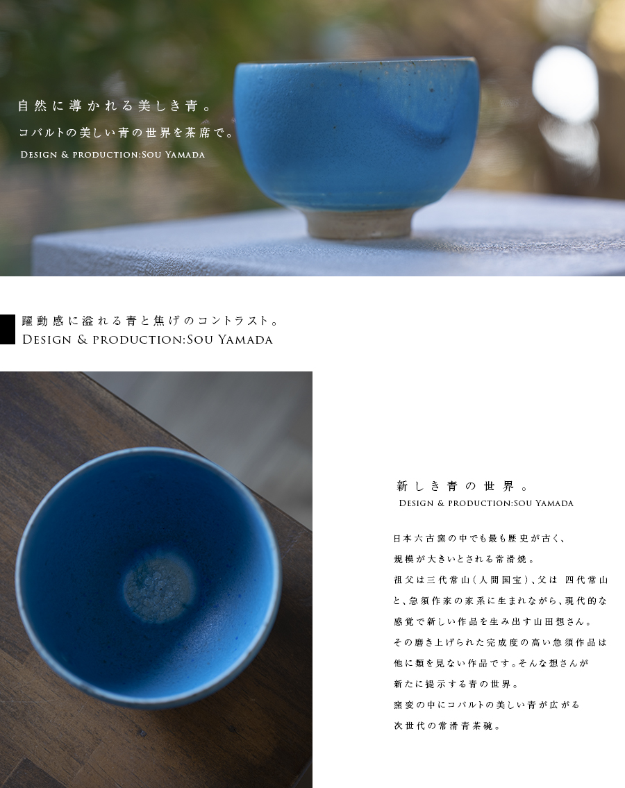 山田想　青茶碗　常滑　人気作家 共箱付】青茶碗 (SOY-441) 作家「山田想」