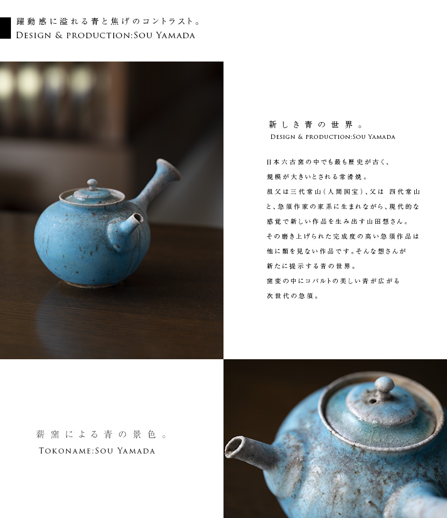 共箱付】青急須 (SOY-528) 作家「山田想」