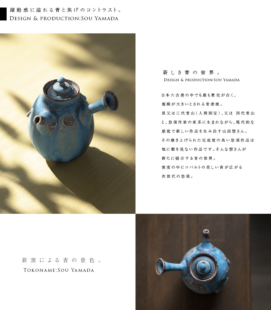 共箱付】青急須 (SOY-538) 作家「山田想」